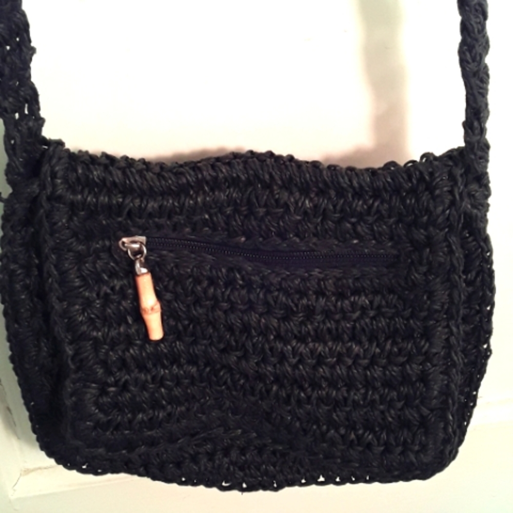 Black crochet crossbody
